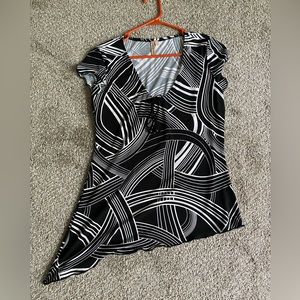 Black and White flare blouse